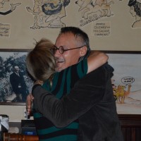 Daniel Kopnisky hugs Jan Hammond