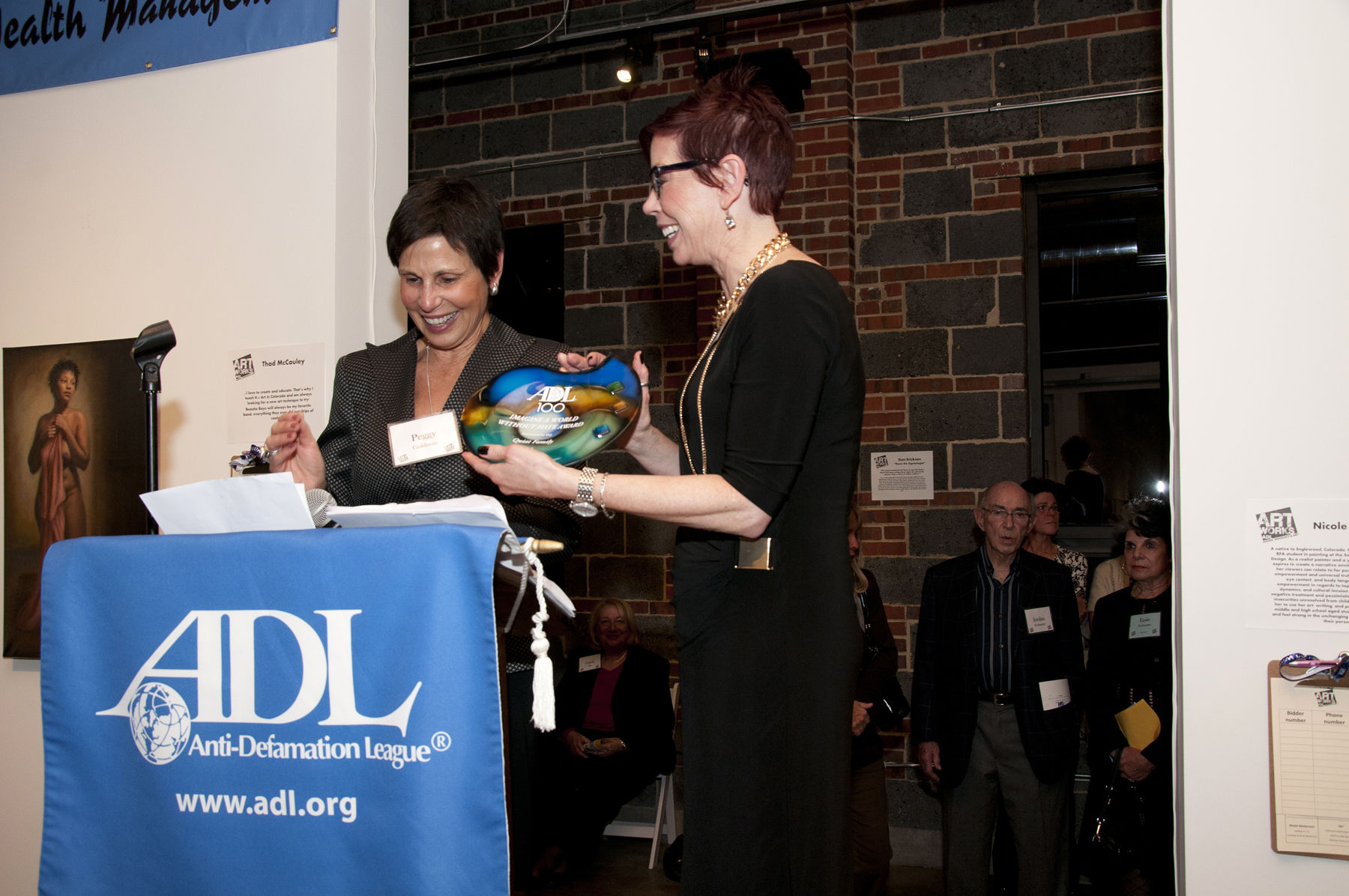 Peggy Goldman gave the ADL award to Melinda Quiat