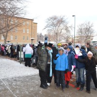 The line outside the Dolls for Daughters event; some folks were camped out for over 24 hours in the frigid cold