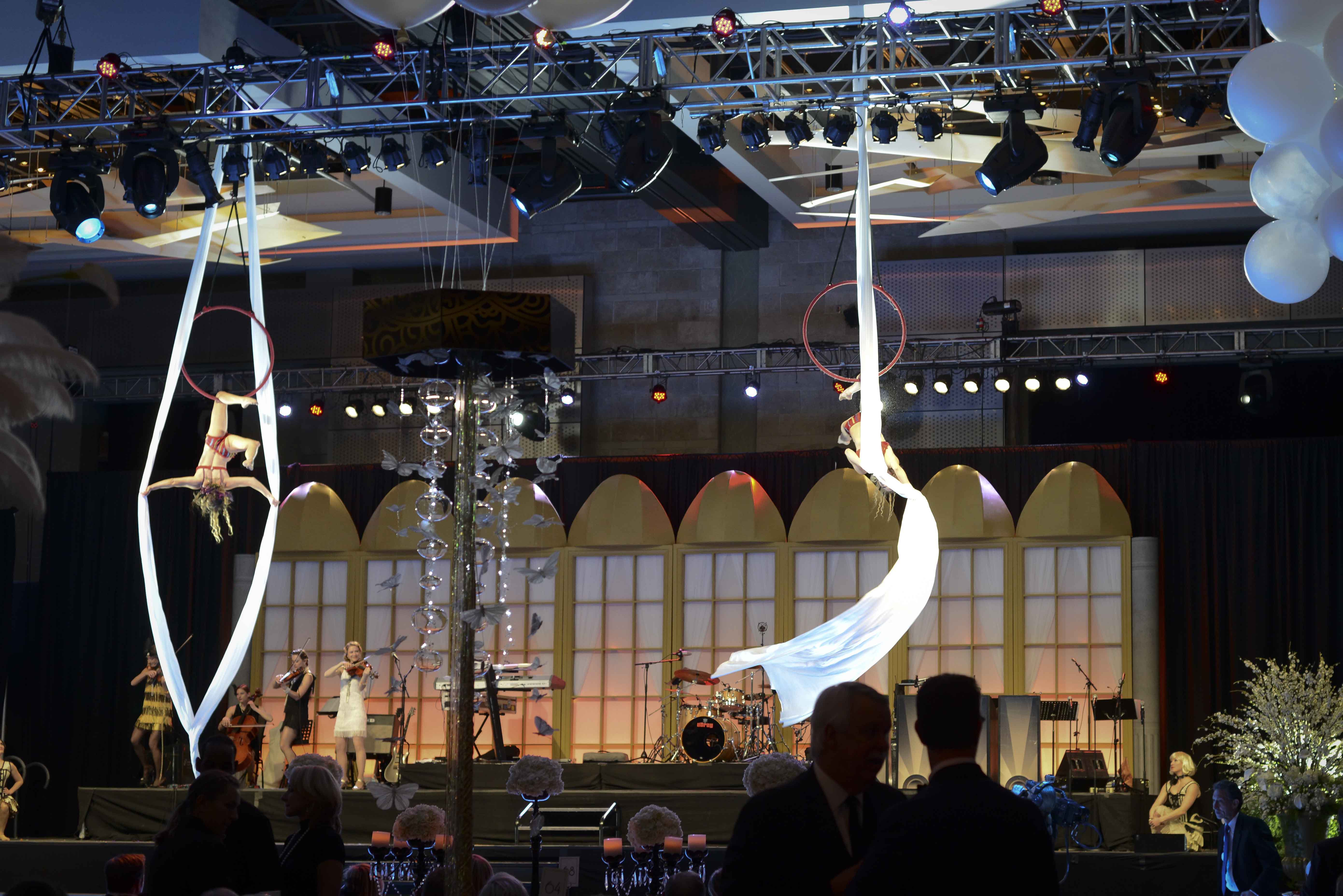Singer Flying Performance Aerial performers wowed the crowd