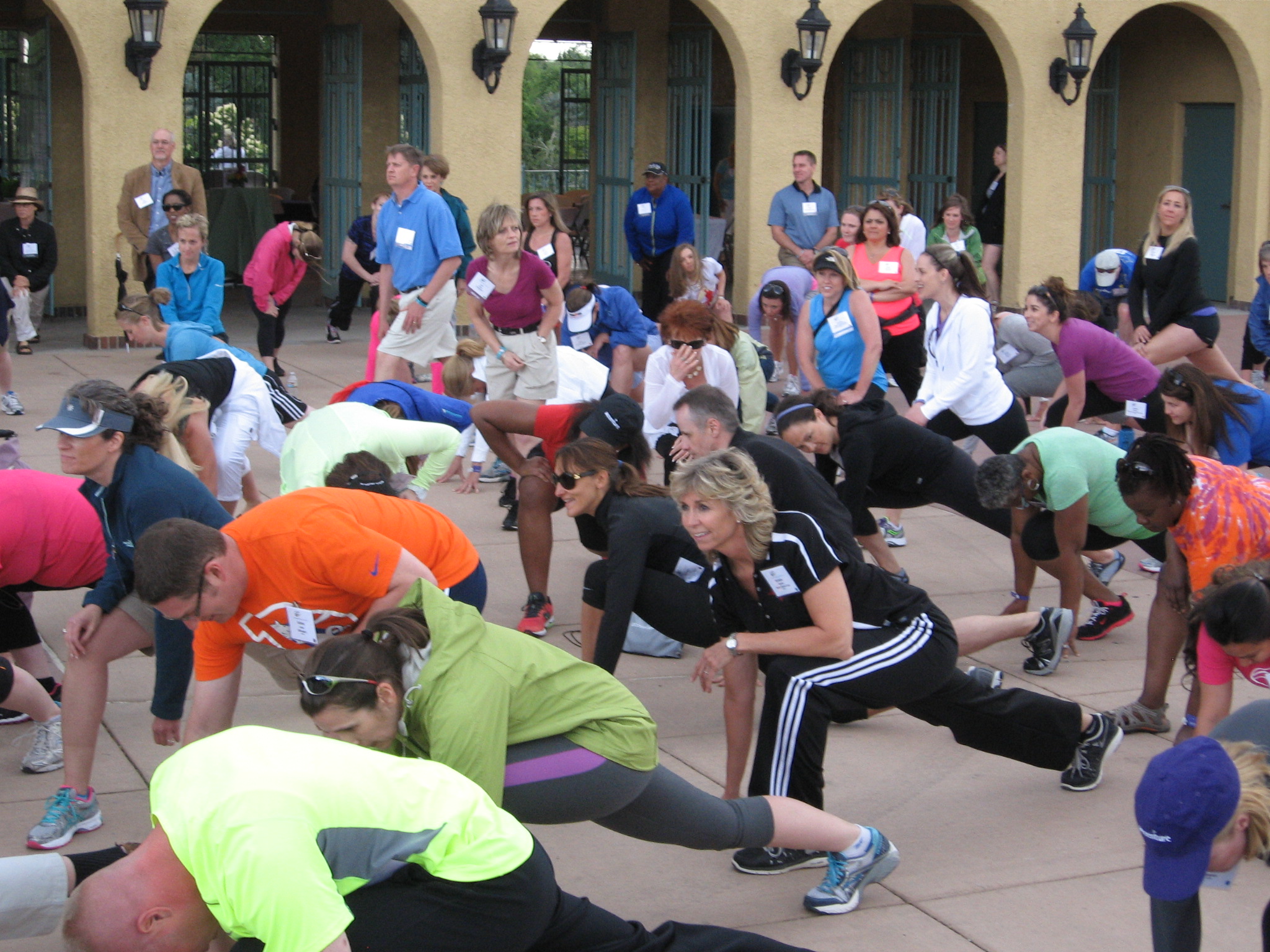 Some prerace stretches required a bit more flexibility than others.