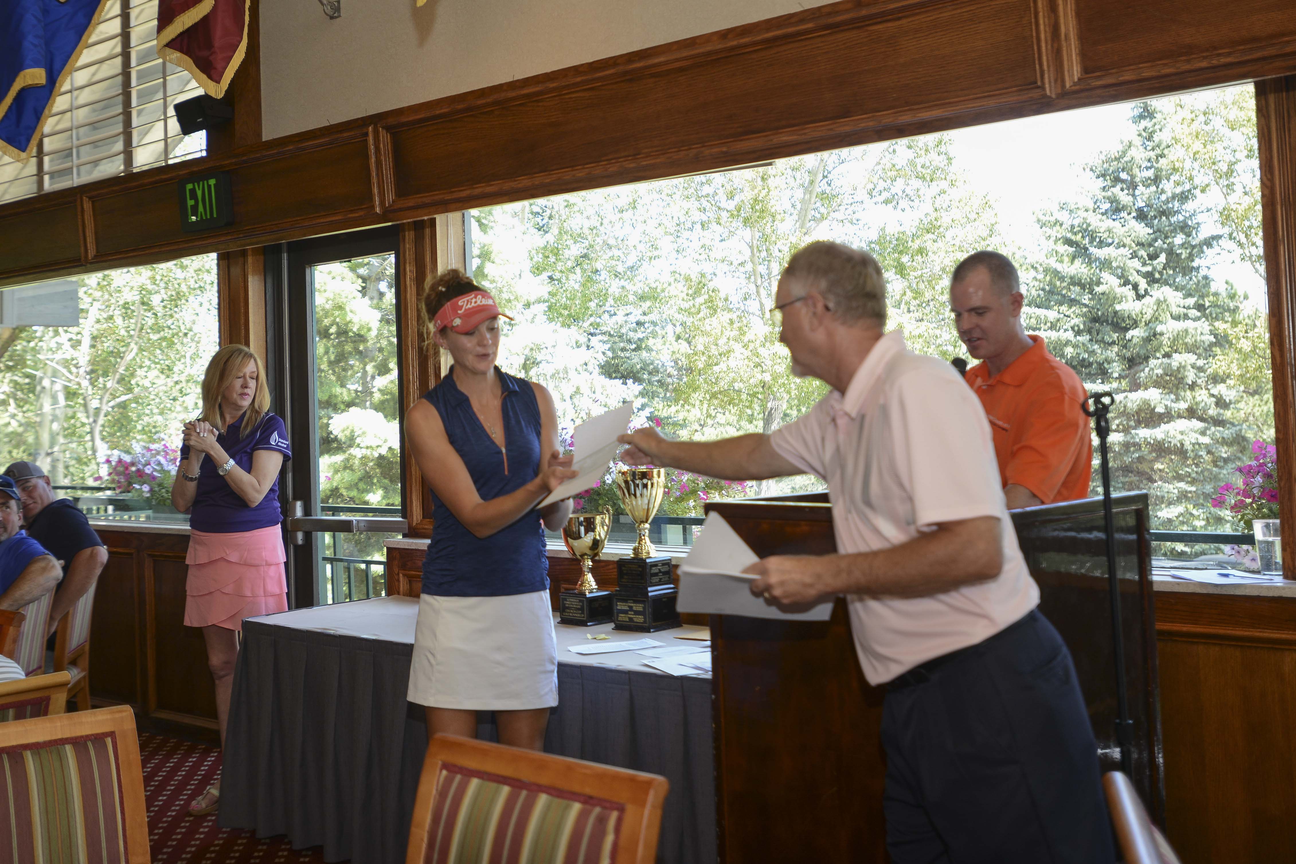 Nicole Barclay receives the award for the Women #39 s Longest Drive contest