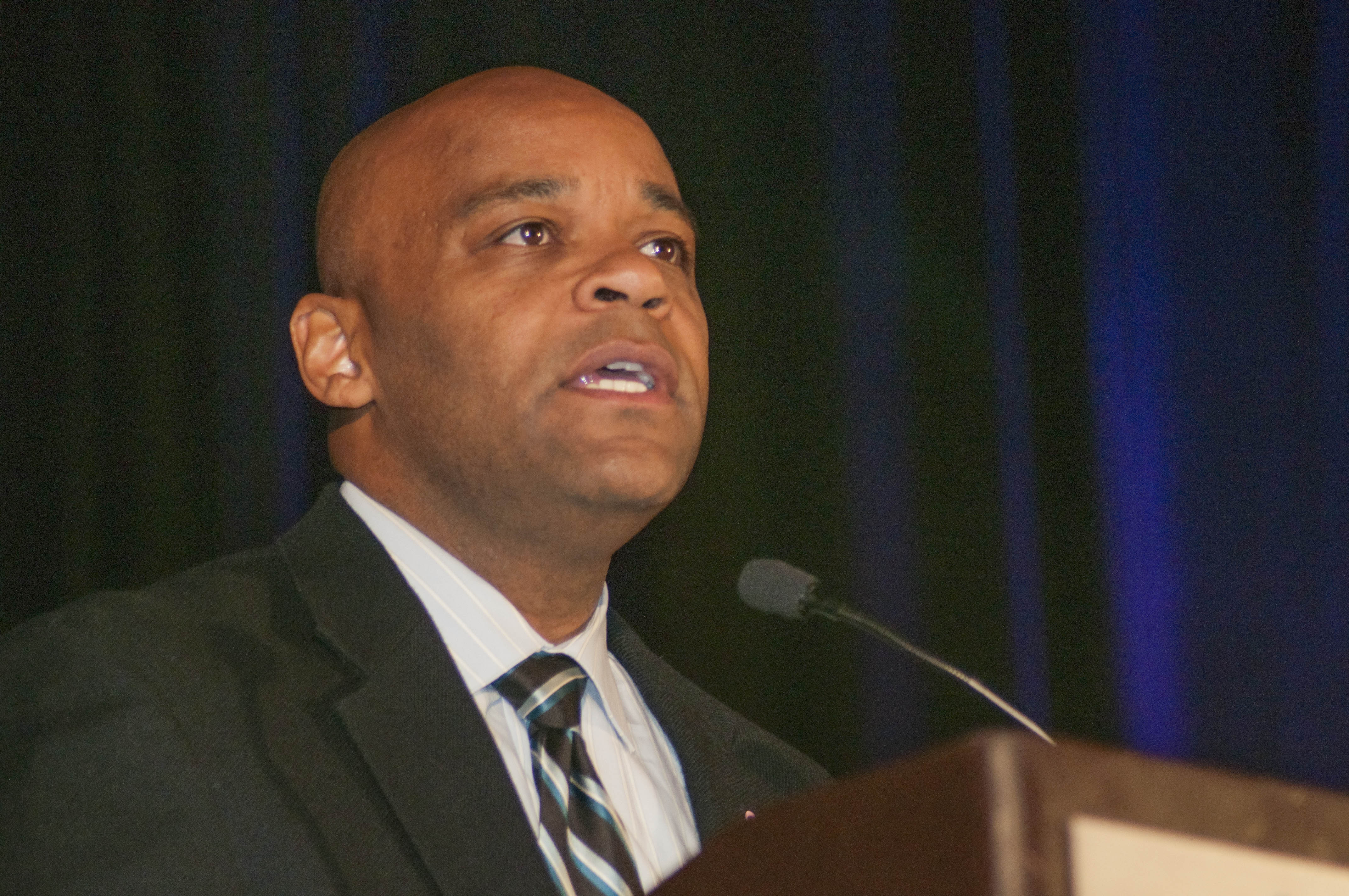 Denver Mayor Michael Hancock addresses the crowd