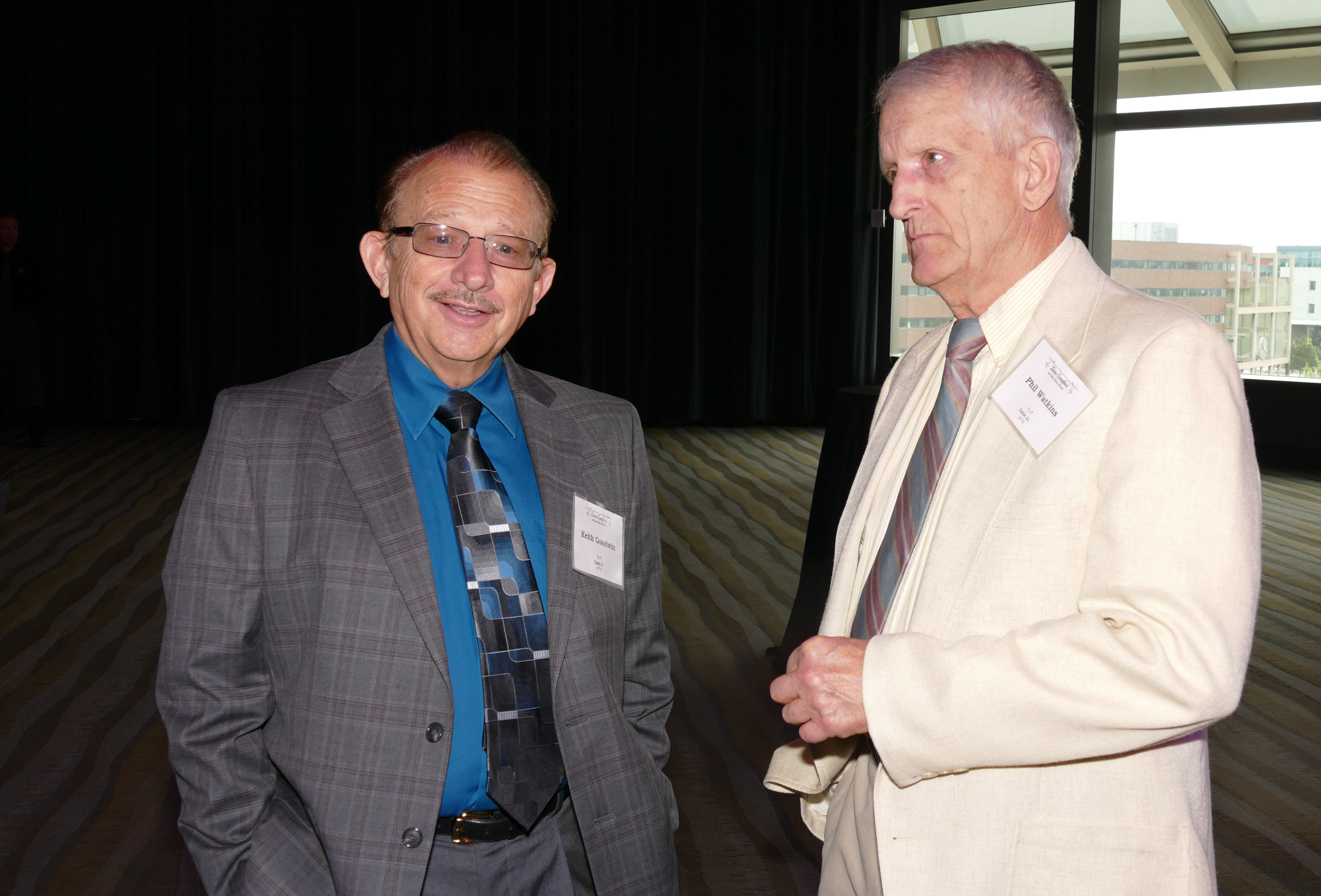 Keith Goodwin, left, chats with Phil Watkins