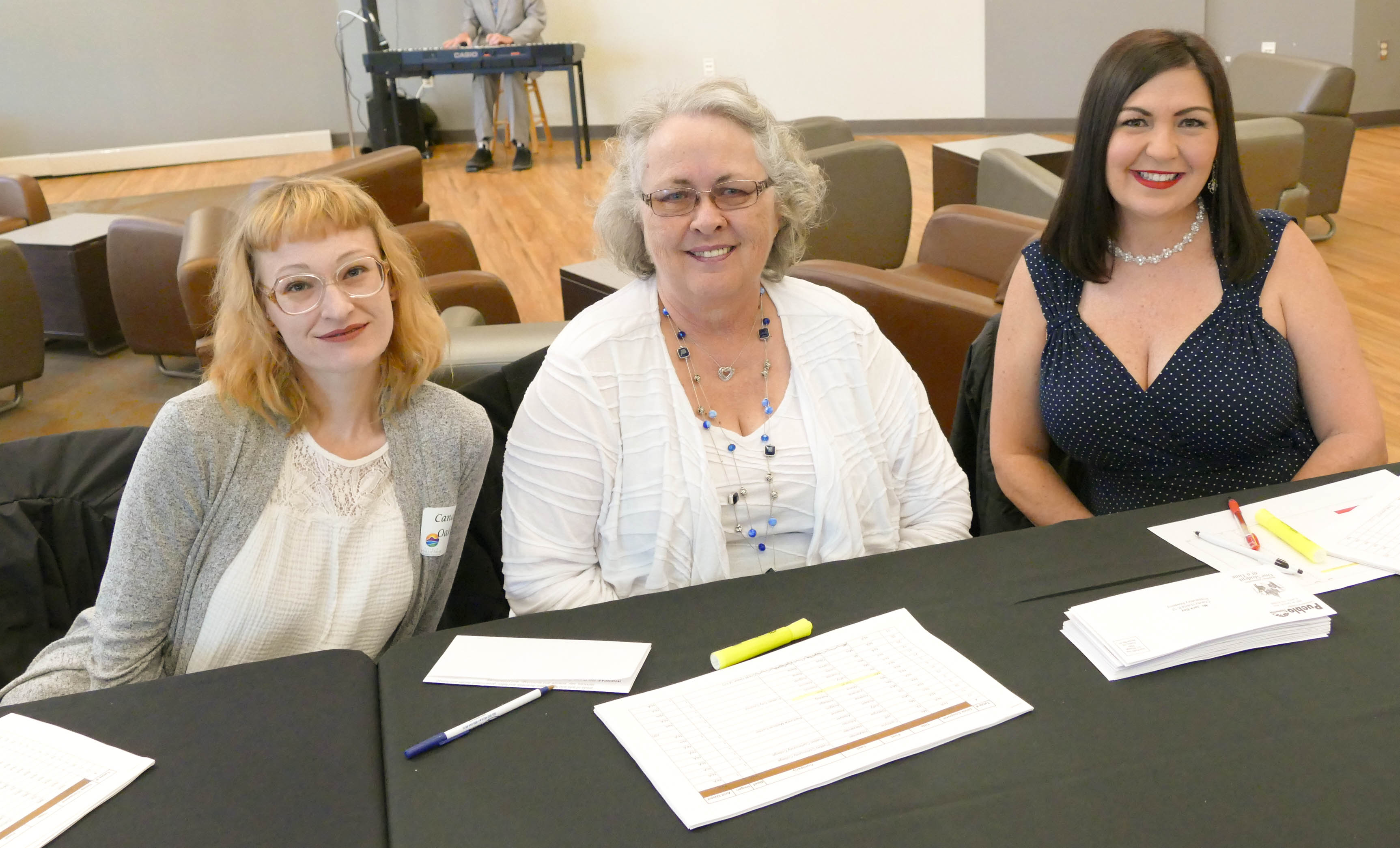 Candace Oakley, left, Linda Tremblay and Lorna Jackson helped to greet  guests