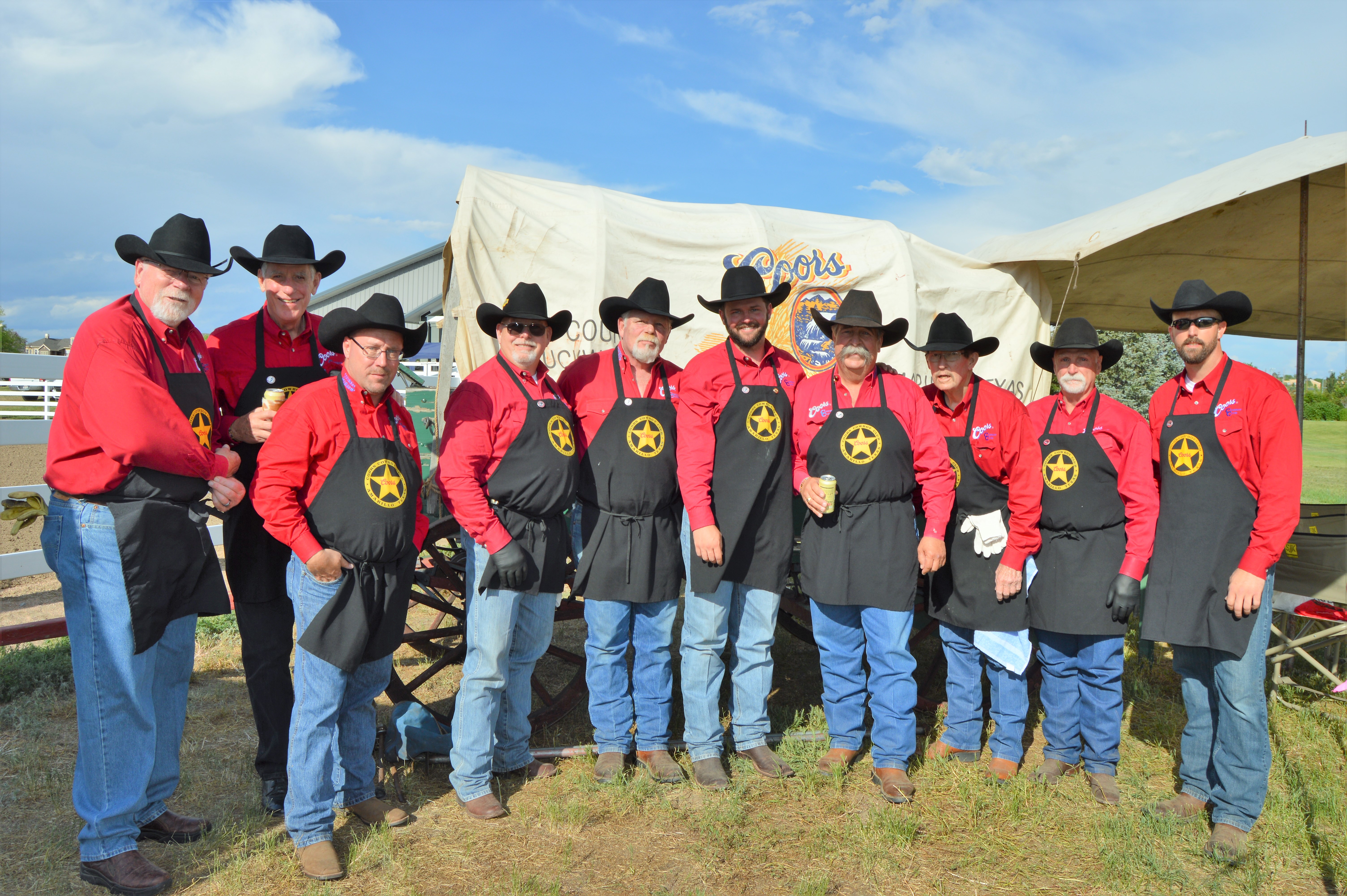 Pete Coors (second from left), with the Coors Cowboy Club Chuckwagon